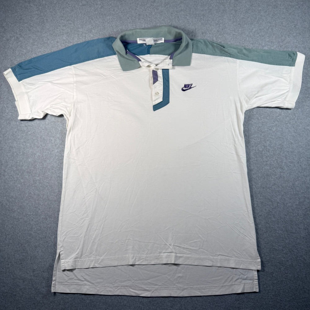 Vintage Nike Supreme Court‎ Polo Shirt Men's L Colorblock Tennis Swoosh 90s